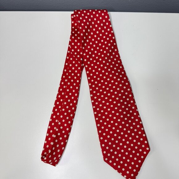 VINTAGE ABERCROMBIE & FITCH silk red polka dot tie - Picture 1 of 6
